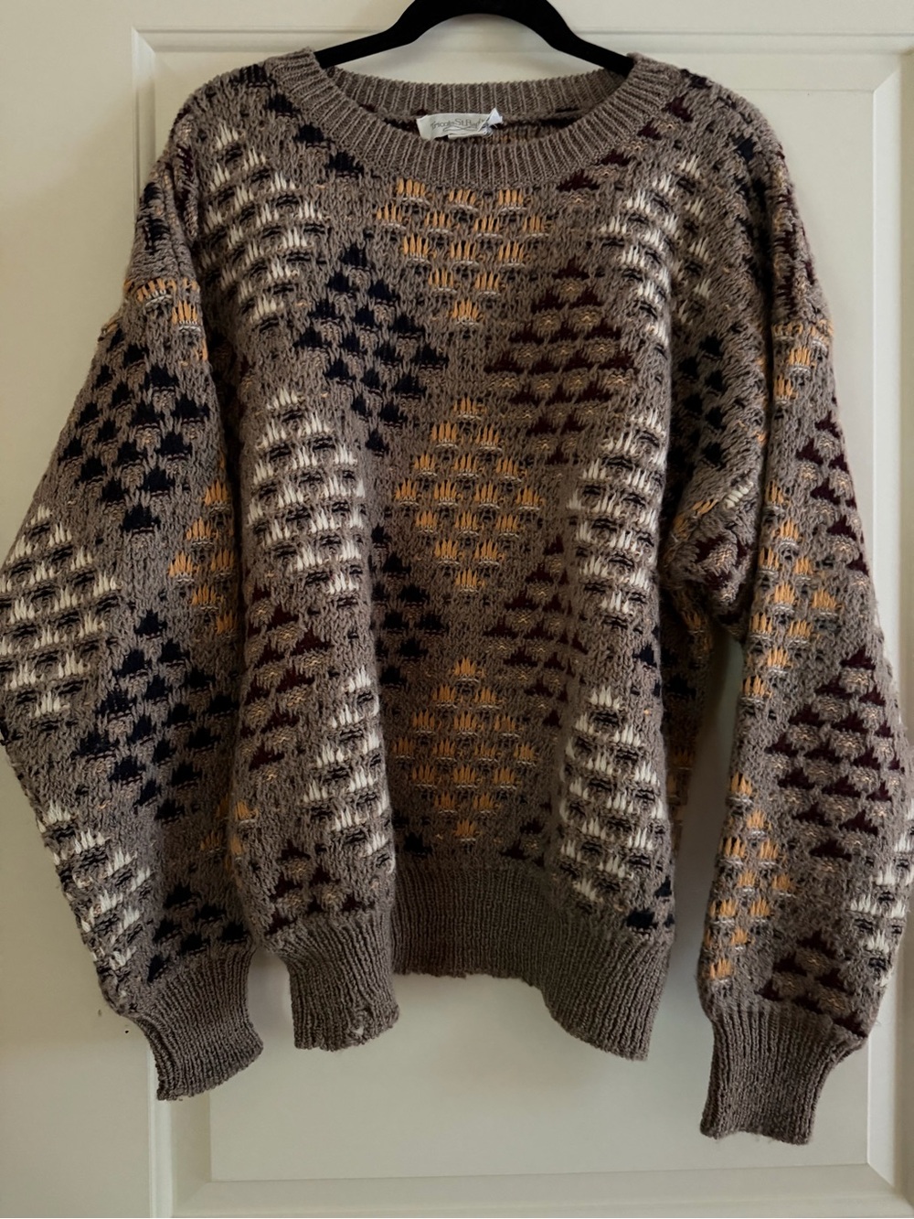 Vintage Tricots St Coogi Style Sweater Multicolor 3D Knit Textured Size L Wool